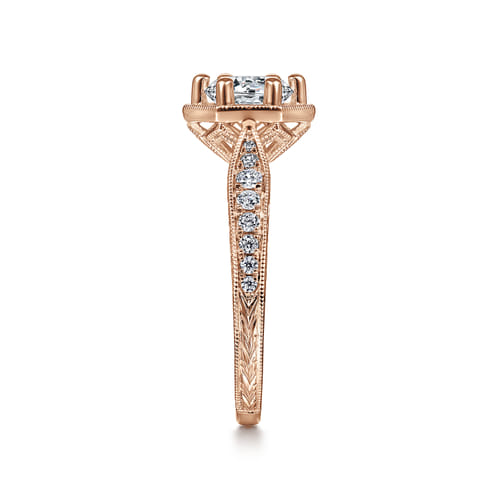 14K Rose Gold Round Diamond Engagement Ring