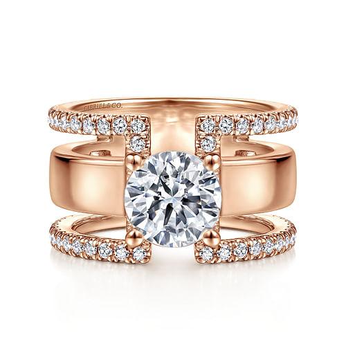 14K Rose Gold Round Diamond Engagement Ring