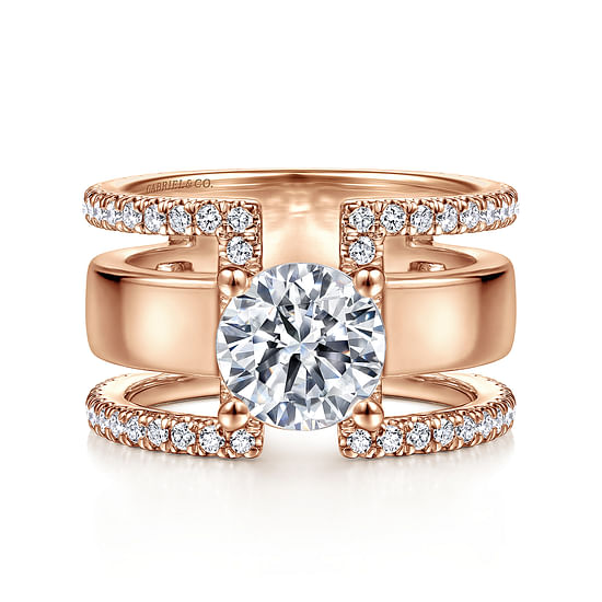 Gabriel - 14K Rose Gold Round Diamond Engagement Ring