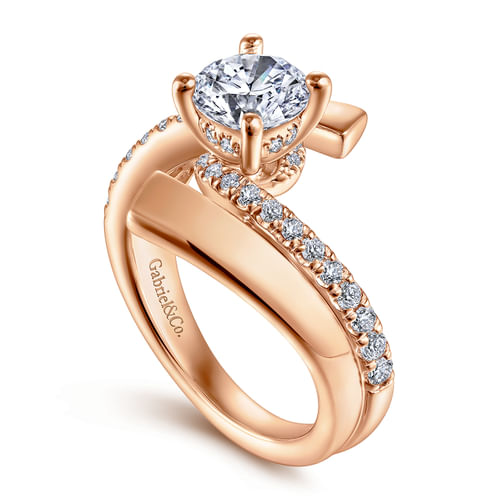 14K Rose Gold Round Diamond Engagement Ring