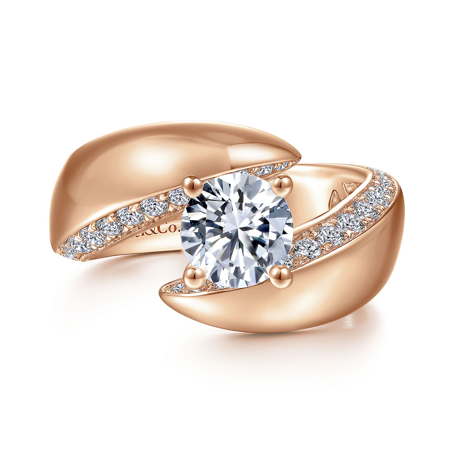 Gabriel - 14K Rose Gold Round Diamond Engagement Ring