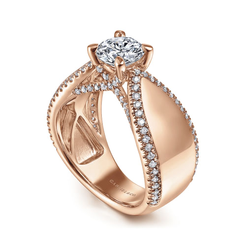 14K Rose Gold Round Diamond Engagement Ring