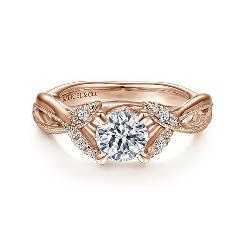 14K Rose Gold Round Diamond Engagement Ring