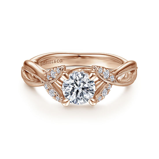 Gabriel - 14K Rose Gold Round Diamond Engagement Ring