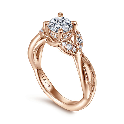 14K Rose Gold Round Diamond Engagement Ring