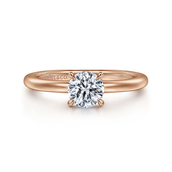 Gabriel - 14K Rose Gold Round Diamond Engagement Ring