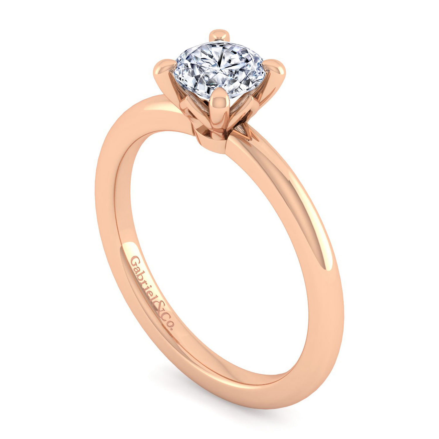 14K Rose Gold Round Diamond Engagement Ring
