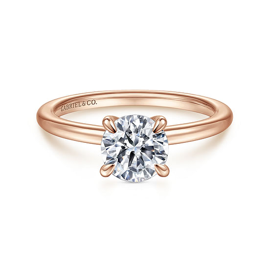 Gabriel - 14K Rose Gold Round Diamond Engagement Ring