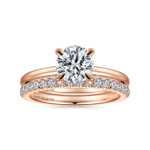 14K Rose Gold Round Diamond Engagement Ring