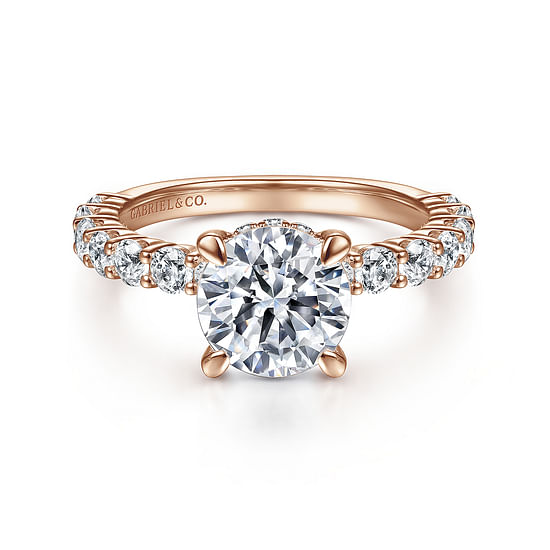 Gabriel - 14K Rose Gold Round Diamond Engagement Ring