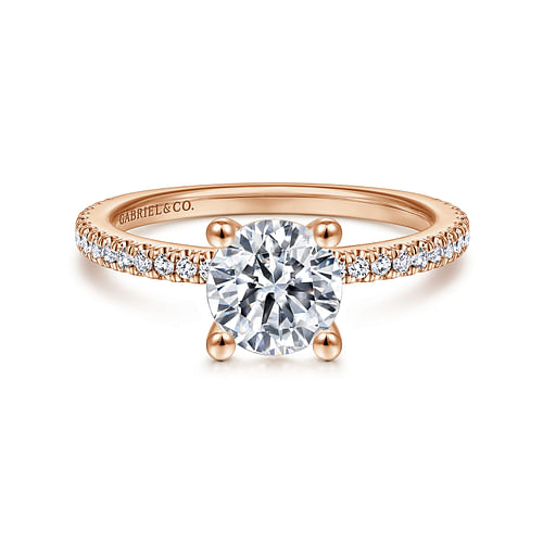 14K Rose Gold Round Diamond Engagement Ring