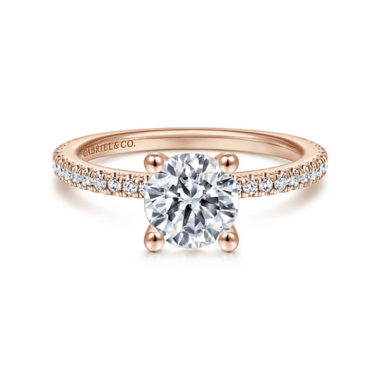 Gabriel - 14K Rose Gold Round Diamond Engagement Ring