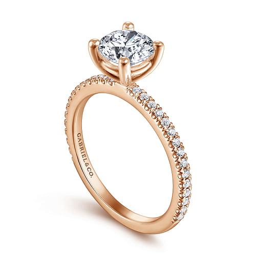 14K Rose Gold Round Diamond Engagement Ring