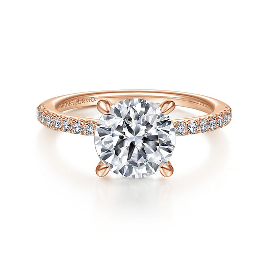 Gabriel - 14K Rose Gold Round Diamond Engagement Ring