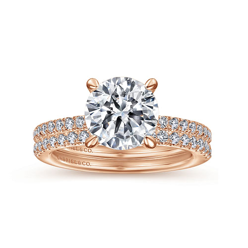 14K Rose Gold Round Diamond Engagement Ring