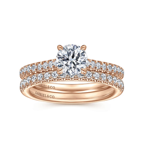14K Rose Gold Round Diamond Engagement Ring