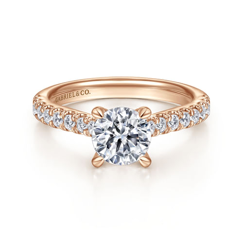 14K Rose Gold Round Diamond Engagement Ring