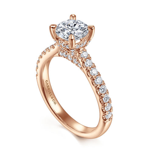 14K Rose Gold Round Diamond Engagement Ring