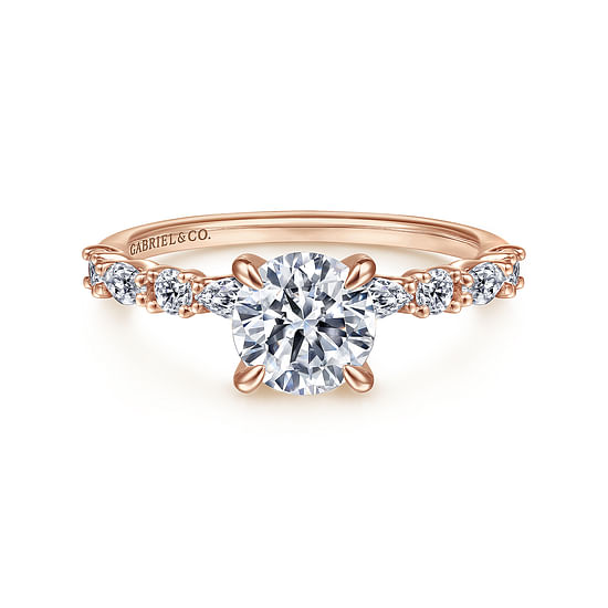 Gabriel - 14K Rose Gold Round Diamond Engagement Ring