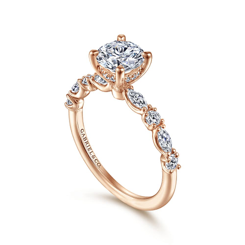 14K Rose Gold Round Diamond Engagement Ring