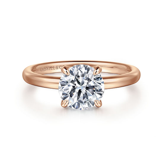 Gabriel - 14K Rose Gold Round Diamond Engagement Ring