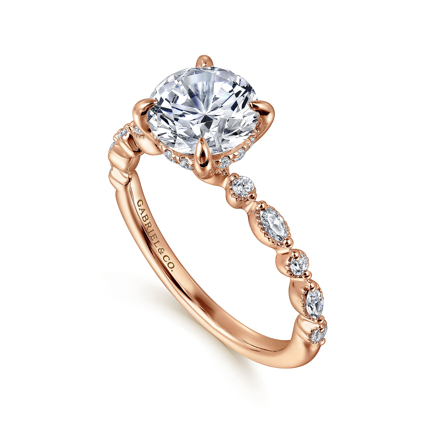 14K Rose Gold Round Diamond Engagement Ring