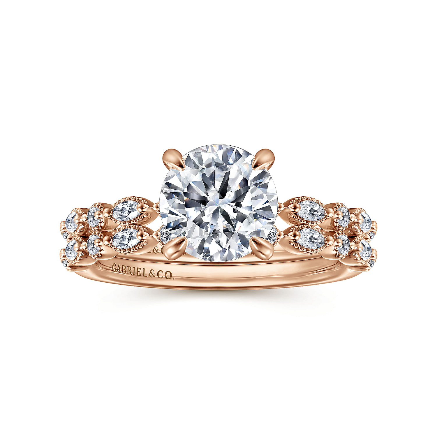 14K Rose Gold Round Diamond Engagement Ring