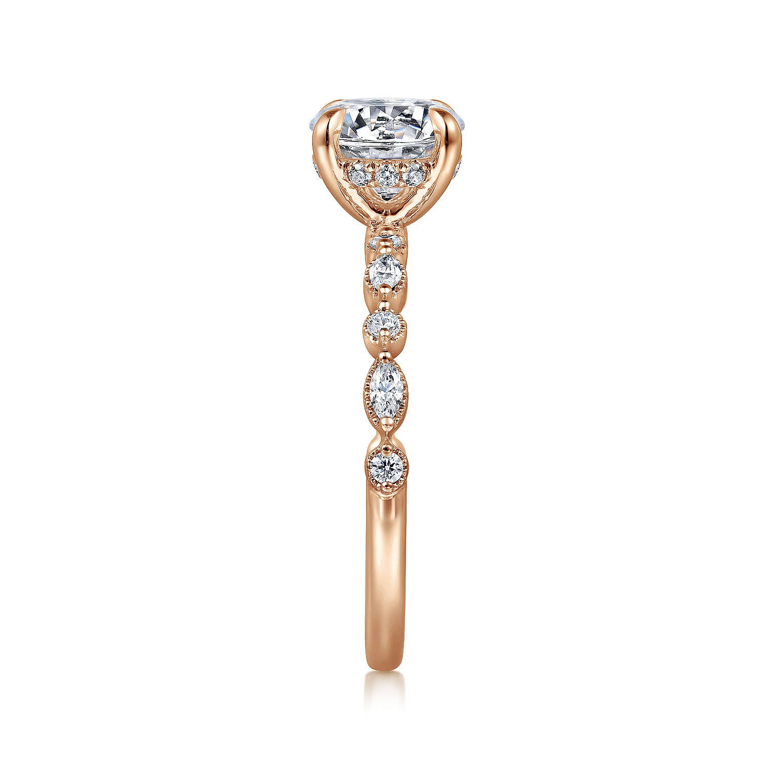 14K Rose Gold Round Diamond Engagement Ring