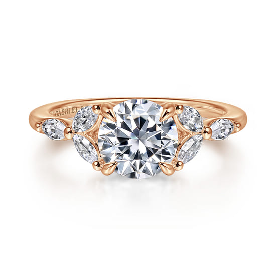 Gabriel - 14K Rose Gold Round Diamond Engagement Ring