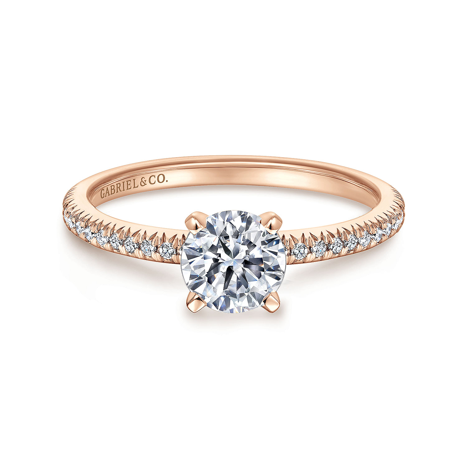 Gabriel - 14K Rose Gold Round Diamond Engagement Ring