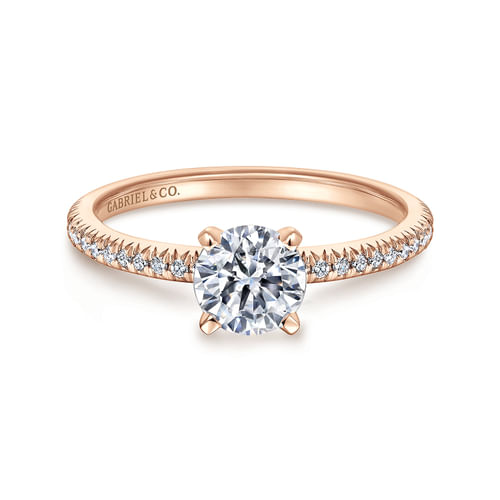 14K Rose Gold Round Diamond Engagement Ring
