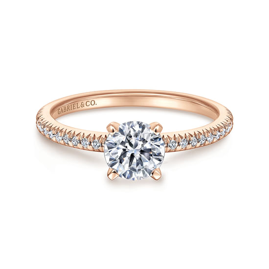 Gabriel - 14K Rose Gold Round Diamond Engagement Ring