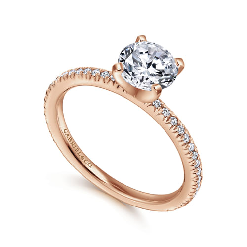 14K Rose Gold Round Diamond Engagement Ring