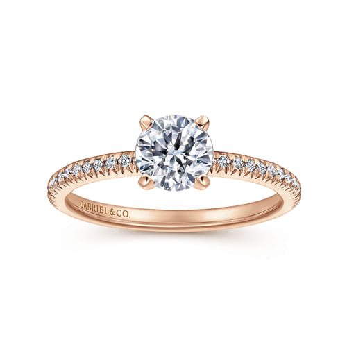14K Rose Gold Round Diamond Engagement Ring