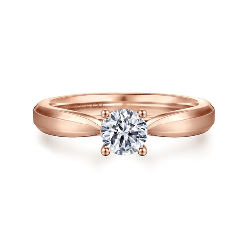 14K Rose Gold Round Diamond Engagement Ring