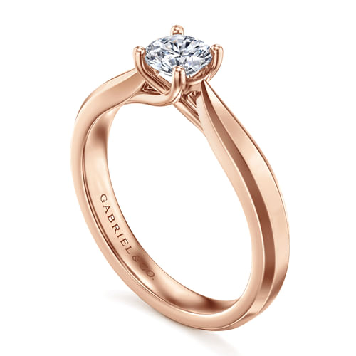 14K Rose Gold Round Diamond Engagement Ring