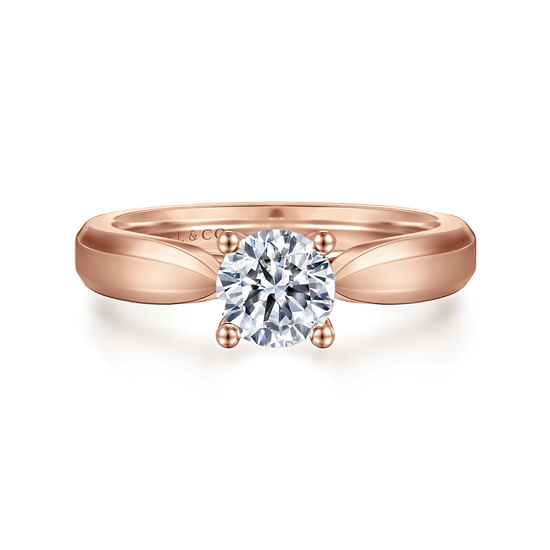 Gabriel - 14K Rose Gold Round Diamond Engagement Ring
