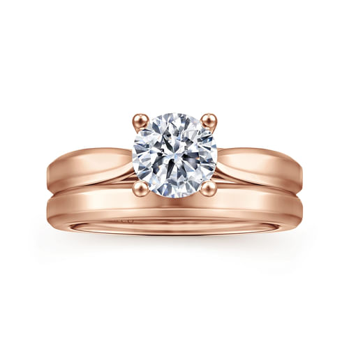 14K Rose Gold Round Diamond Engagement Ring