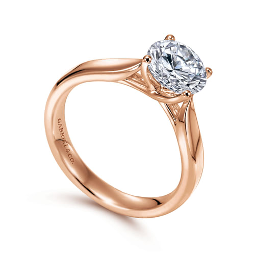 14K Rose Gold Round Diamond Engagement Ring
