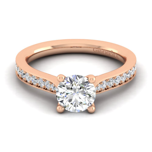 14K Rose Gold Round Diamond Engagement Ring