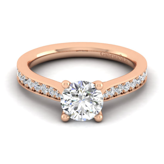 Gabriel - 14K Rose Gold Round Diamond Engagement Ring
