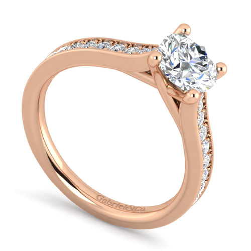 14K Rose Gold Round Diamond Engagement Ring