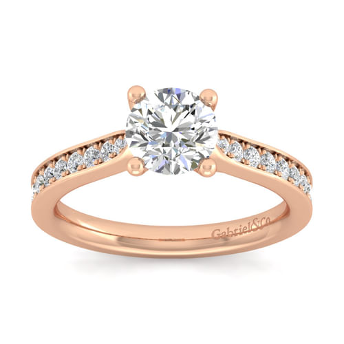 14K Rose Gold Round Diamond Engagement Ring