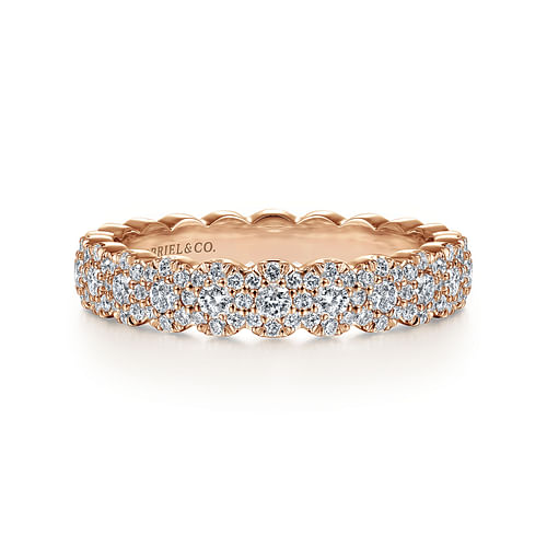 14K Rose Gold Round Diamond Halo Anniversary Band