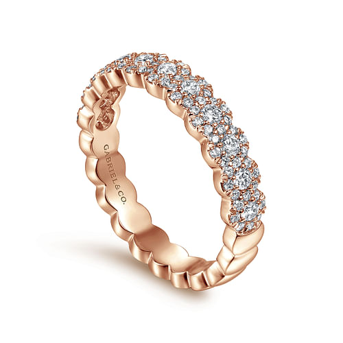 14K Rose Gold Round Diamond Halo Anniversary Band