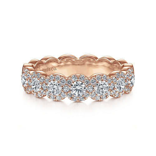 14K Rose Gold Round Diamond Halo Anniversary Band