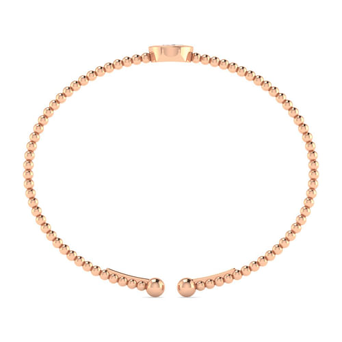 14K Rose Gold Round G Initial Diamond Bujukan Cuff Bracelet