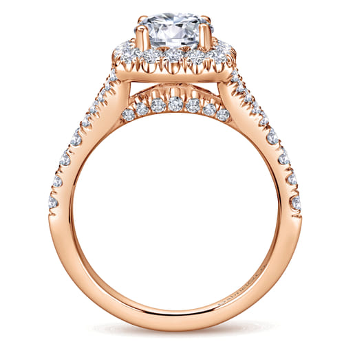 14K Rose Gold Round Halo Diamond Engagement Ring