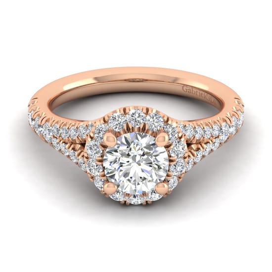 Gabriel - 14K Rose Gold Round Halo Diamond Engagement Ring