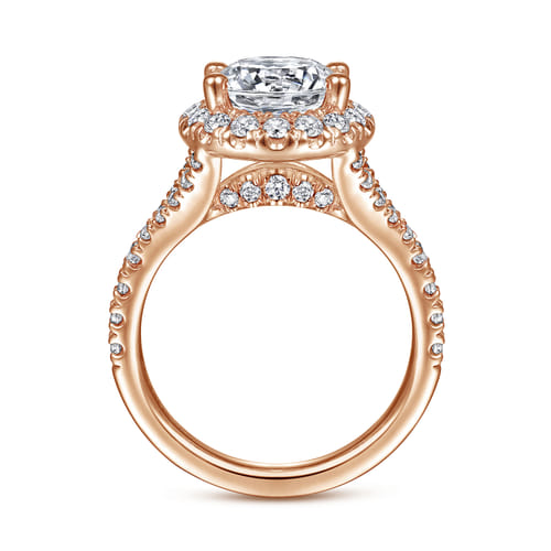 14K Rose Gold Round Halo Diamond Engagement Ring